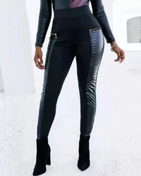 High-Waist Skinny Patchwork Trousers - Constance