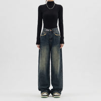 High-Waist Wide-Leg Baggy Jeans - Rosa