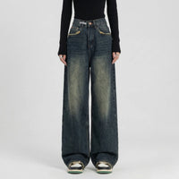 High-Waist Wide-Leg Baggy Jeans - Rosa