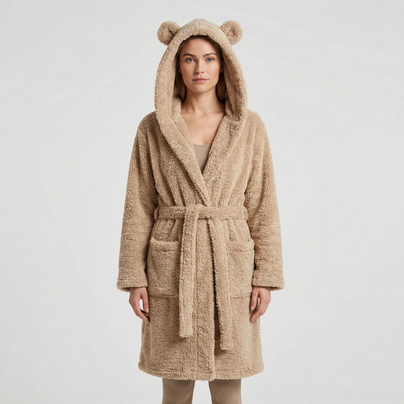 Hooded Dressing Gown With Bear Ears - Jenna