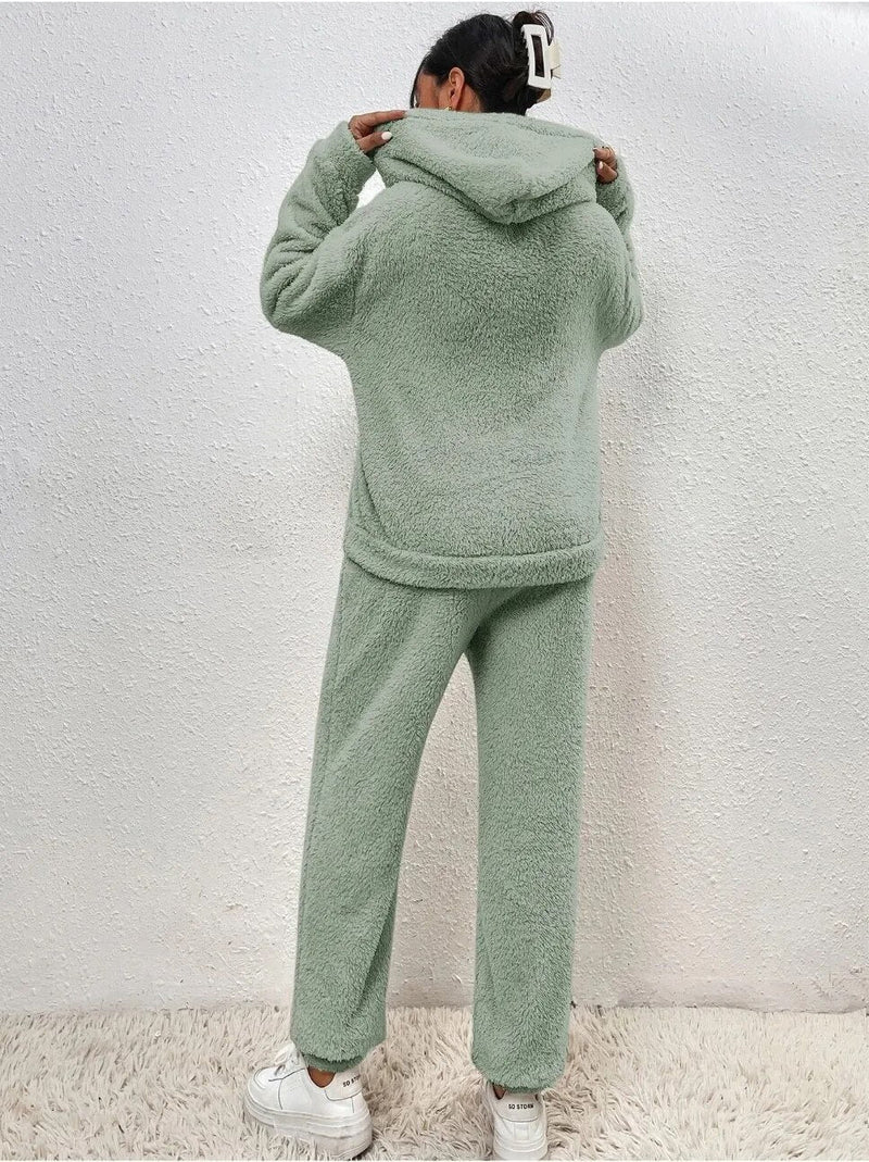 Hooded Fluffy Two-Piece Lounge Set - Marsha