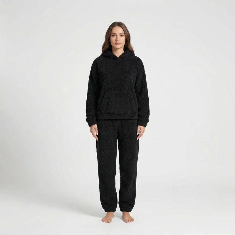 Hooded Fluffy Two-Piece Lounge Set - Marsha