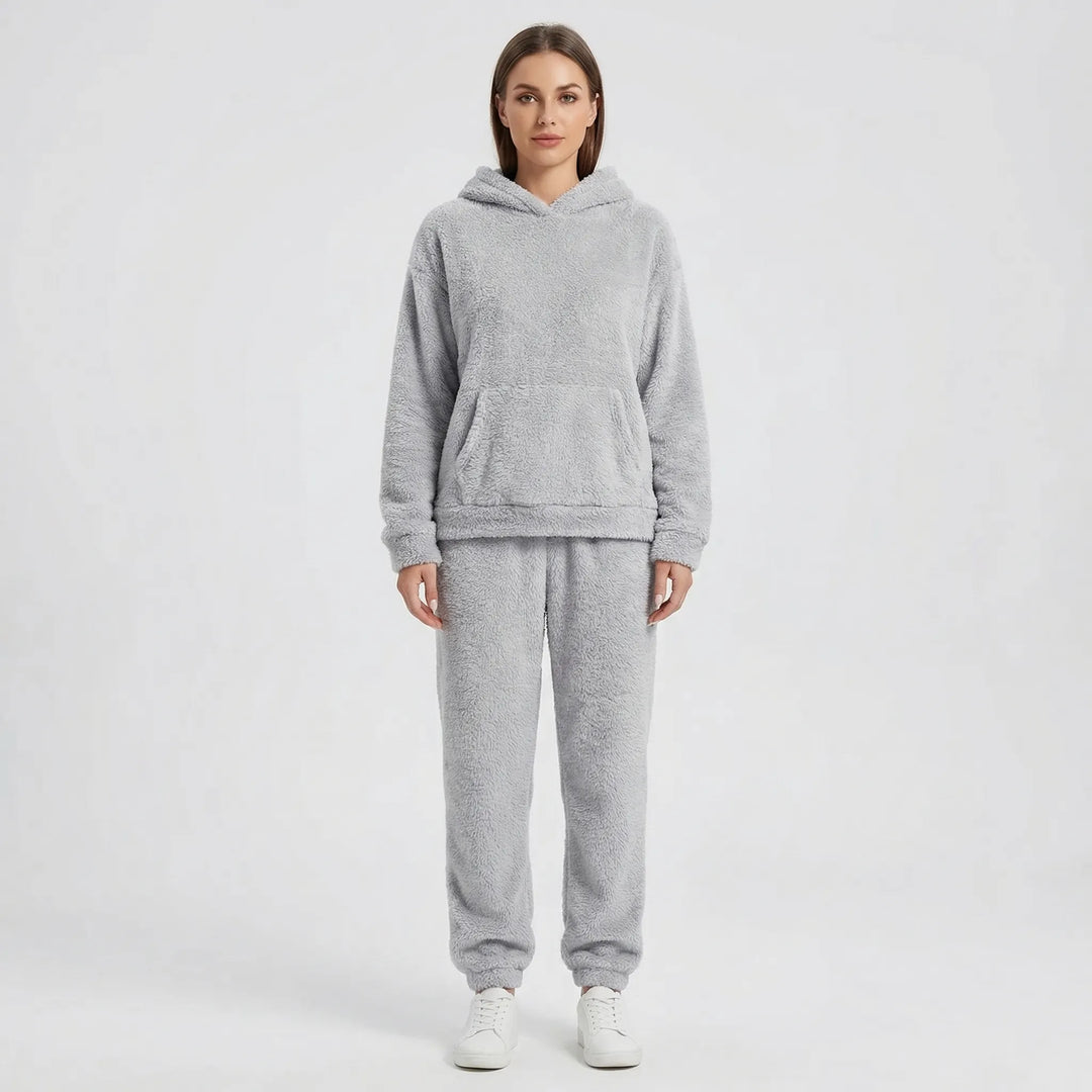 Hooded Fluffy Two-Piece Lounge Set - Marsha