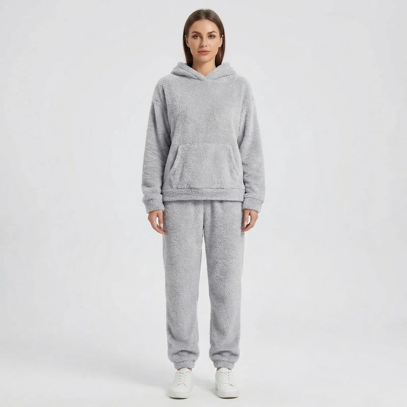 Hooded Fluffy Two-Piece Lounge Set - Marsha