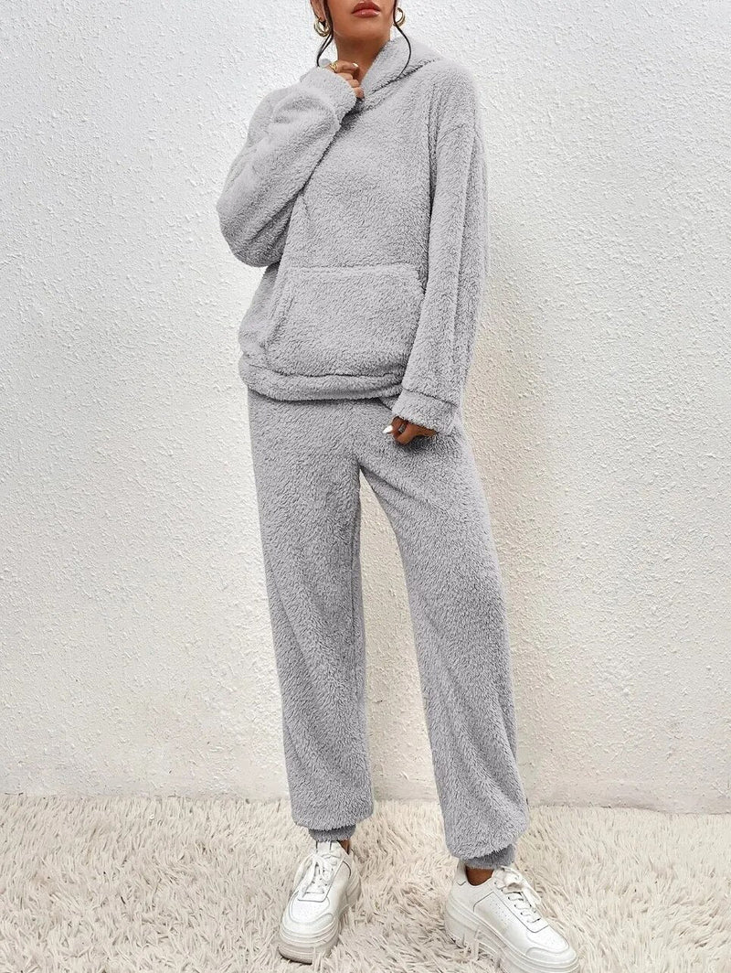 Hooded Fluffy Two-Piece Lounge Set - Marsha