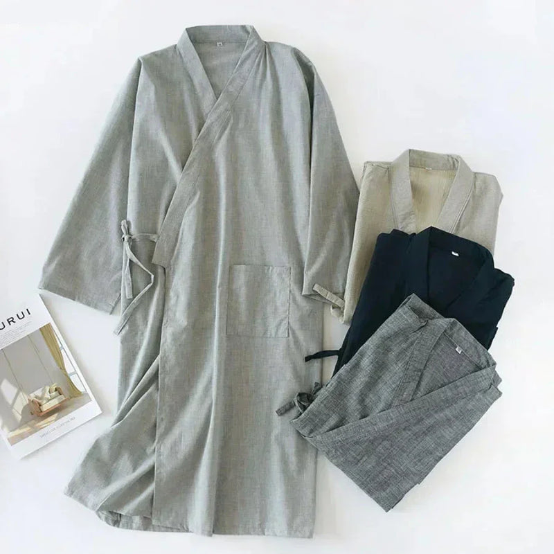 Japanese Kimono-Style Mens Dressing Gown - Blake