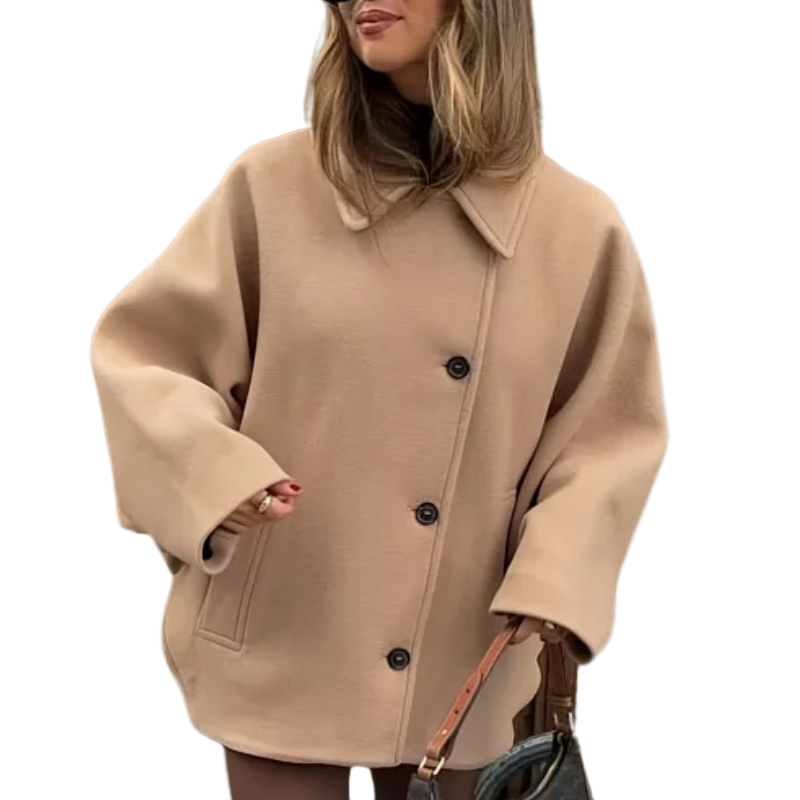 Damen Übergangsjacke im Oversized Look mit Knopfverschluss – Selina