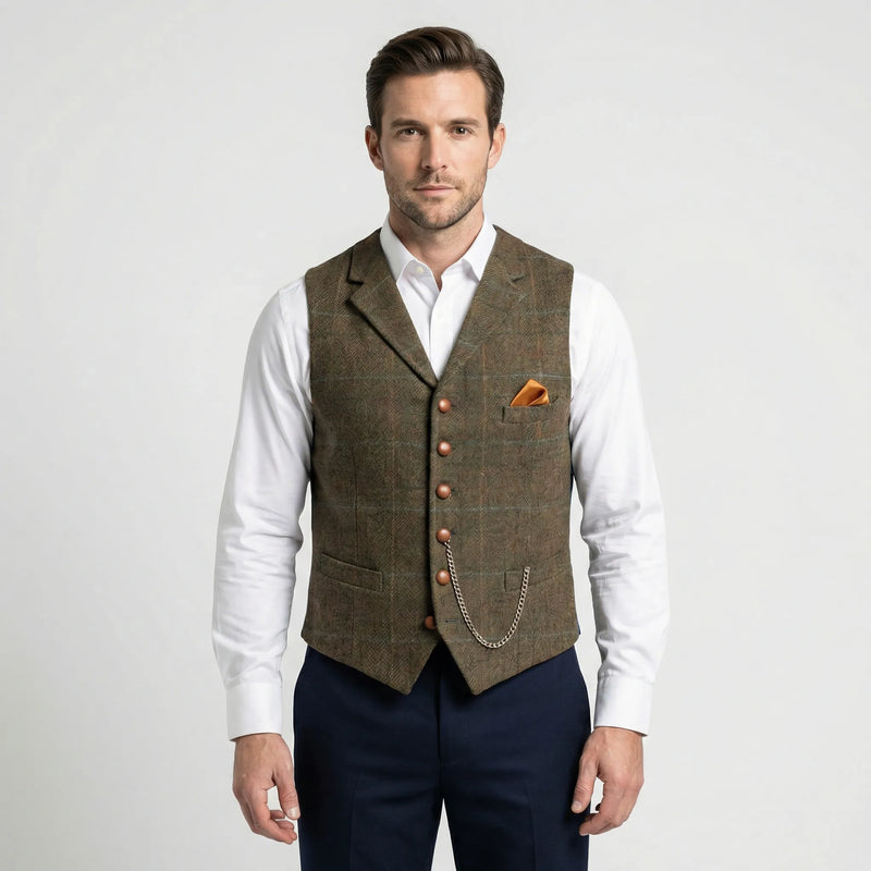 Kariertes Herrengilet Mit V-Ausschnitt - Sergio