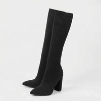 Knee-High Block Heel Stretch Boot - Camille