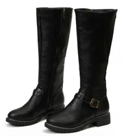 Knee-High Buckle Strap Riding Boot - Sheryl