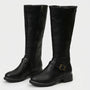 Knee-High Buckle Strap Riding Boot - Sheryl