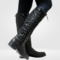 Knee-High Lace-Up Side Boots - Joyce
