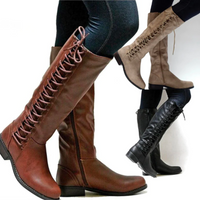 Knee-High Lace-Up Side Boots - Joyce