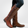 Knee-High Lace-Up Side Boots - Joyce