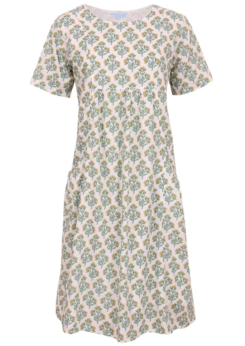 Knielanges Sommerkleid Mit Kurzen Ärmeln - Tamina