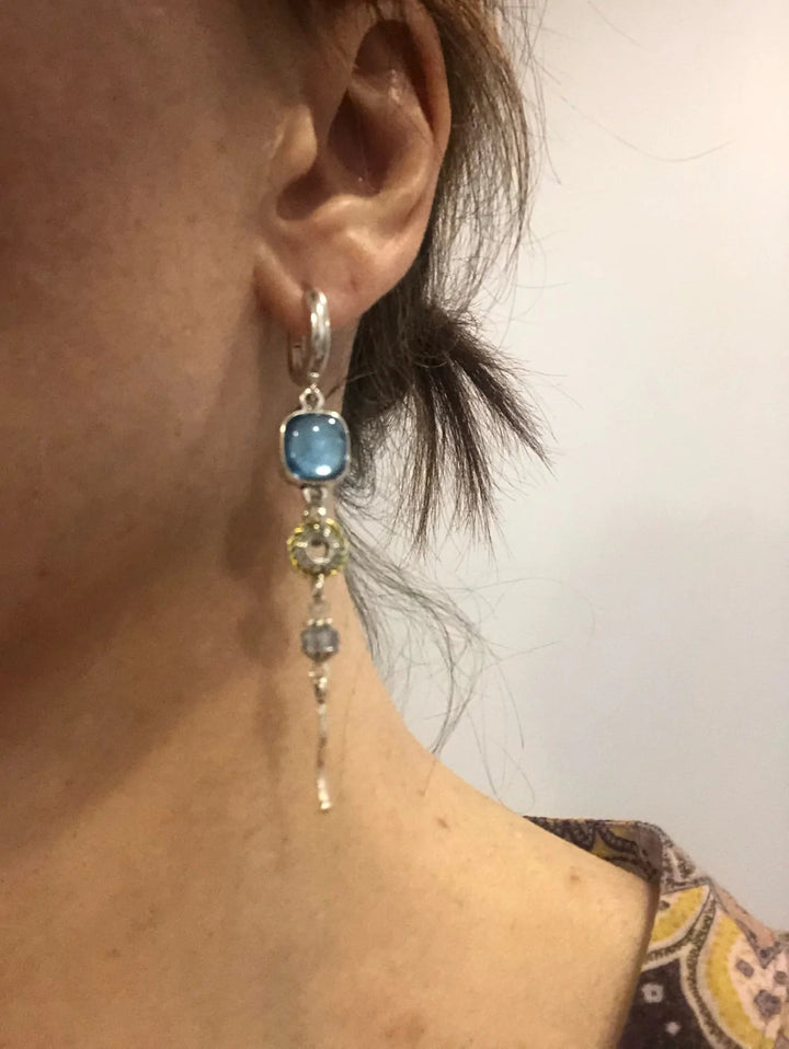 Kreuzohrringe Mit Steinen - BlueGemstone 