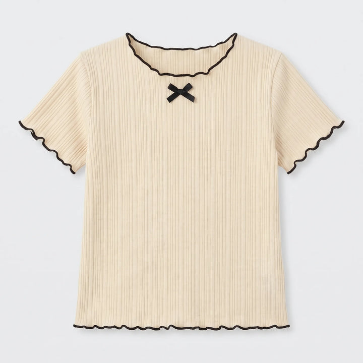 Kurzärmliges Mädchenshirt In Rippoptik - Ribbony