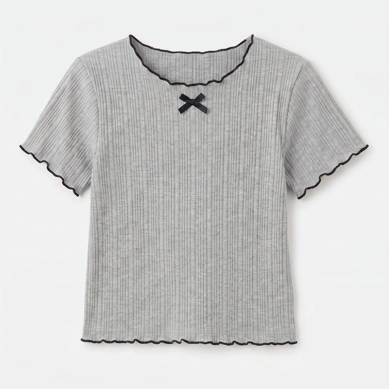 Kurzärmliges Mädchenshirt In Rippoptik - Ribbony