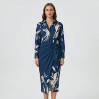 Langarm-Wickelkleid Mit Blattmuster - Mabel