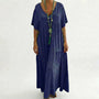 Langes Damenkleid Mit V-Ausschnitt Und Weitem Schnitt - Blanca