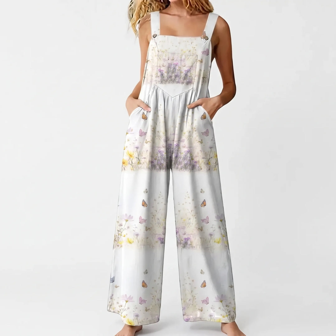 Lässiger Floraler Jumpsuit Mit Weitem Bein - Jessica
