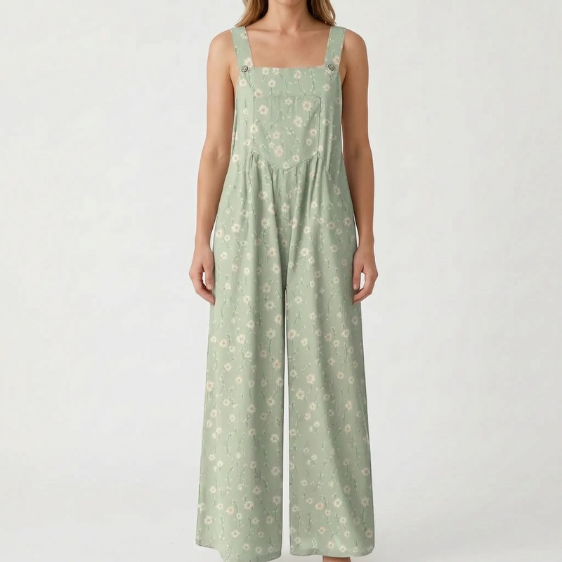 Lässiger Floraler Jumpsuit Mit Weitem Bein - Jessica