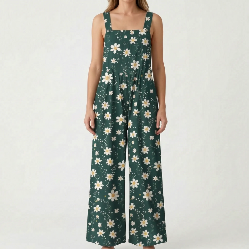 Lässiger Floraler Jumpsuit Mit Weitem Bein - Jessica