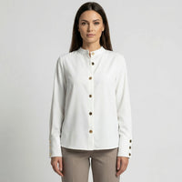 Long-Sleeve Blouse With Oversized Buttons - Rose