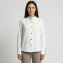Long-Sleeve Blouse With Oversized Buttons - Rose
