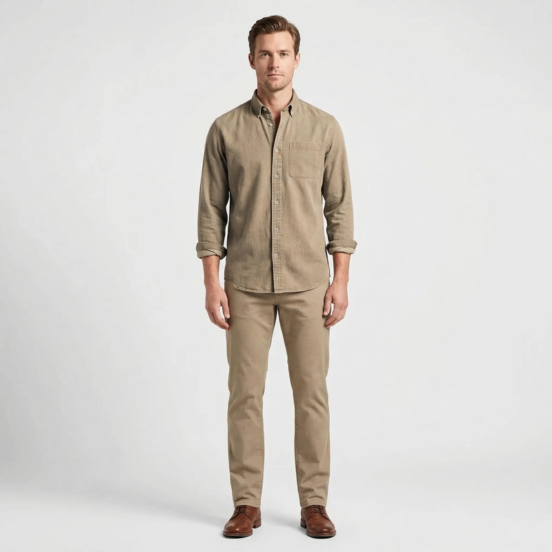 Long-Sleeve Denim Button-Up Shirt - Nick