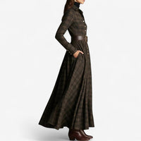 Long-Sleeve Maxi Dress with Tartan Print - Bethany