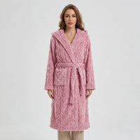 Long Hooded Dressing Gown With Belt - Brittany