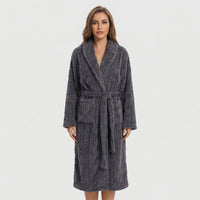 Long Hooded Dressing Gown With Belt - Brittany