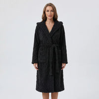 Long Hooded Dressing Gown With Belt - Brittany