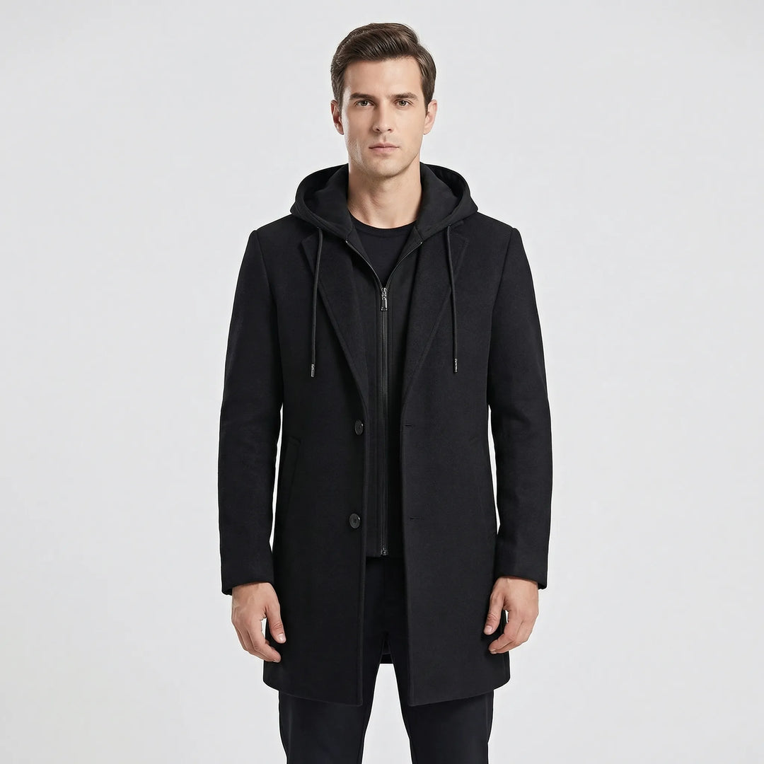Long Line Hooded Men's Coat - Hugo