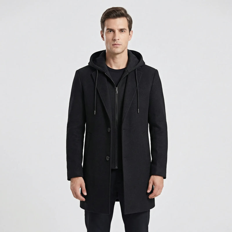Long Line Hooded Men's Coat - Hugo