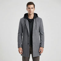 Long Line Hooded Men's Coat - Hugo