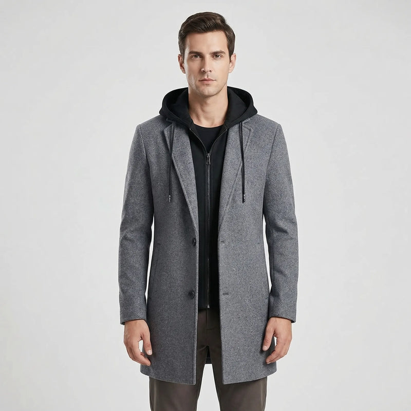 Long Line Hooded Men's Coat - Hugo
