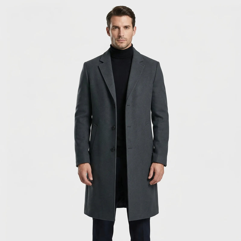 Long Single-Breasted Lapel Overcoat - Russell