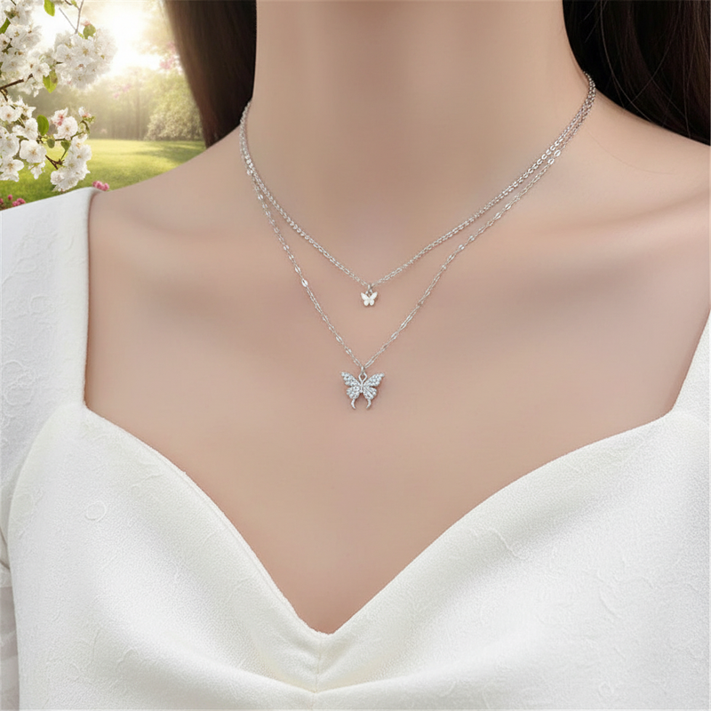 Mehrschichtige Silberkette - FlutterJewelry 