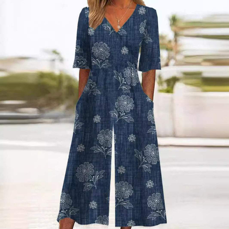 Luftiger & Stilvoller Damen Jumpsuit mit Weitem Bein – Elina