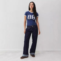 Trendy Damen T-Shirt mit Spitzendetail & Kontrast-Ärmeln – Yelina