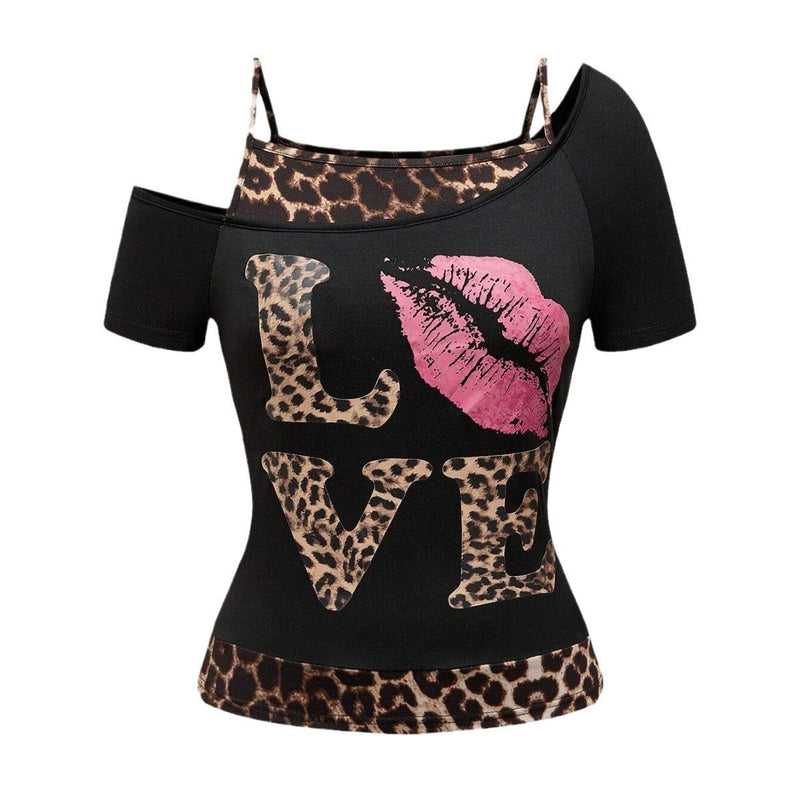 Trendy Damen Off-Shoulder Shirt mit Leopardenprint – Zaria