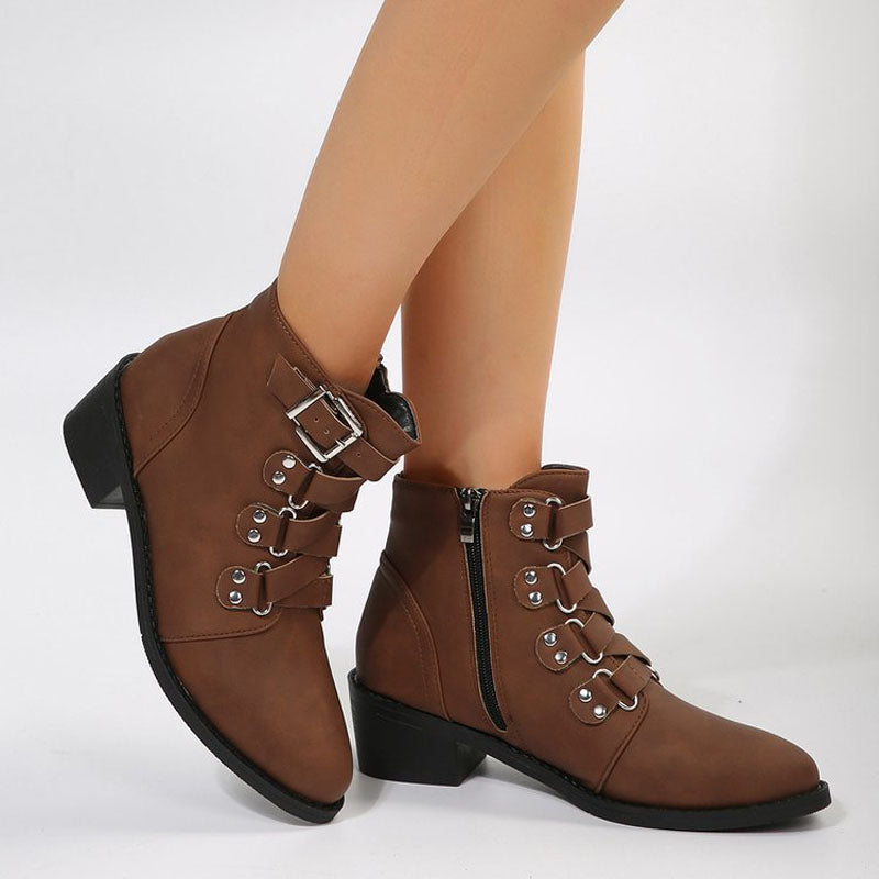 Damen Stiefeletten mit Blockabsatz im Vintage Look – Yolisa
