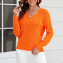 Damen Strickpullover mit V-Ausschnitt in lockerer Passform – Wanfrieda