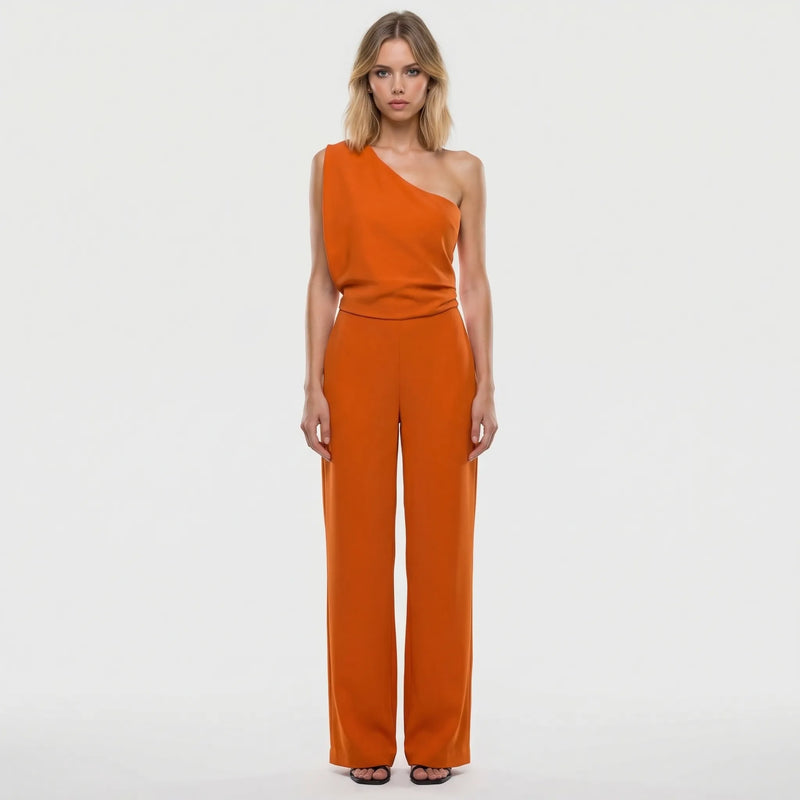 One-Shoulder Sleeveless Wide-Leg Jumpsuit - Carol