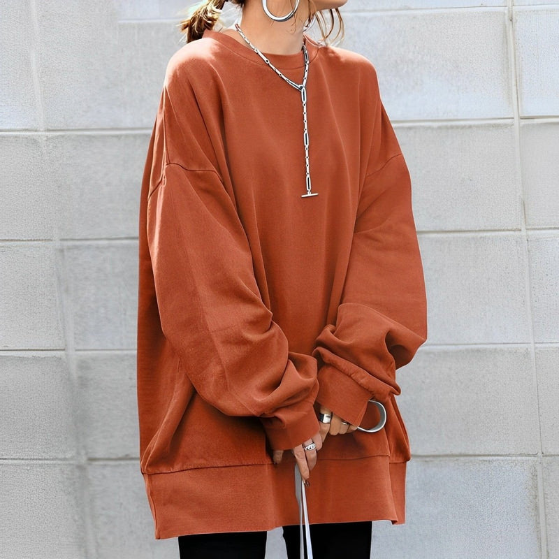 Oversized Crew Neck Jumper - Ruby