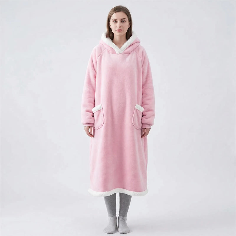 Oversized Hooded Blanket With Front Pocket - Lola