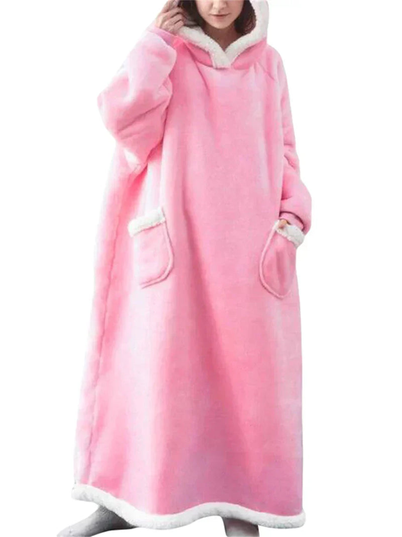 Oversized Hooded Blanket With Front Pocket - Lola