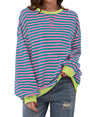 Oversized Striped Crew-Neck Sweatshirt - Holly